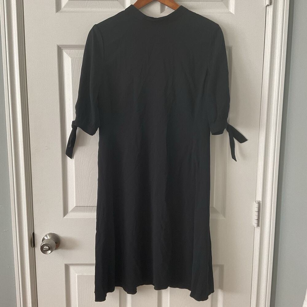 Theory Black Midi Dress with Tie Sleeves